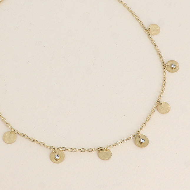 Collier - boules et pampilles rondes effet pailletées avec oxydes de zirconium