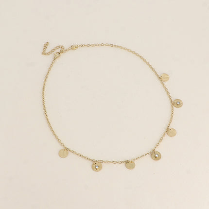 Collier - boules et pampilles rondes effet pailletées avec oxydes de zirconium