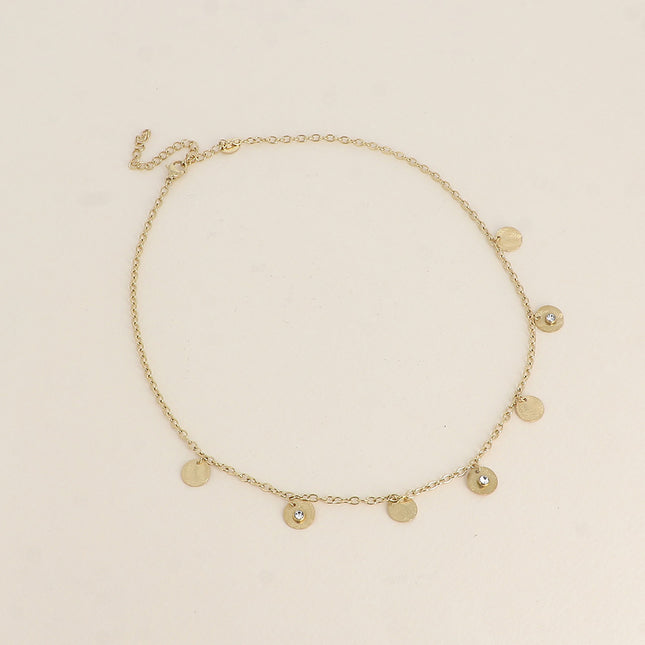 Collier - boules et pampilles rondes effet pailletées avec oxydes de zirconium