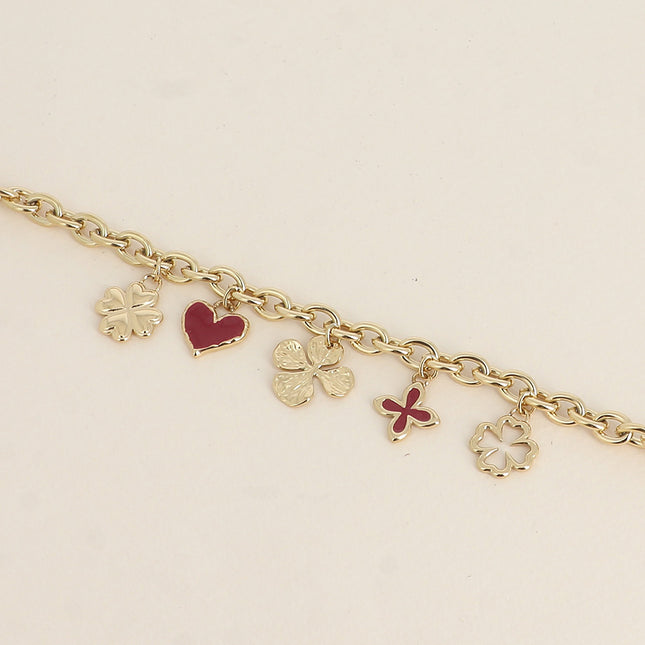 Bracelet - trèfles, coeurs, émail
