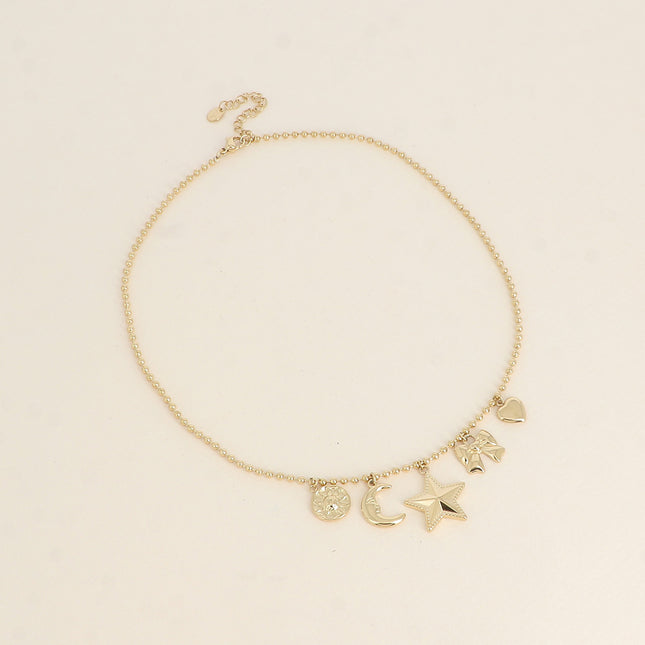 Collier - soleil, lune, étoile, noeud papillon, coeur