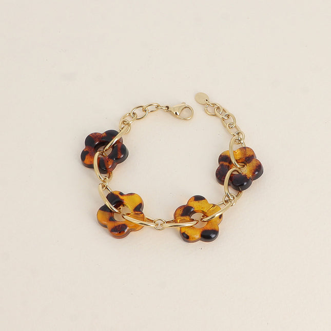 Bracelet - resin flowers and oval links