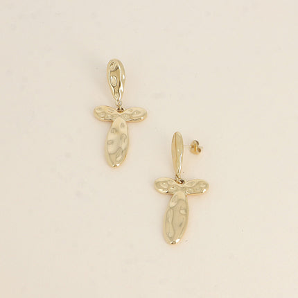 Boucles pendantes - 2 pièces en forme de croix légèrement martelée