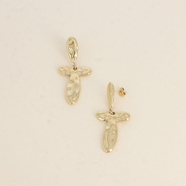 Boucles pendantes - 2 pièces en forme de croix légèrement martelée