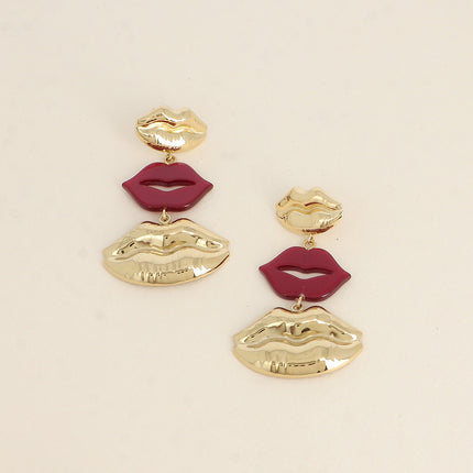 Boucles pendantes Mélissa - 3 pièces en forme de bouche
