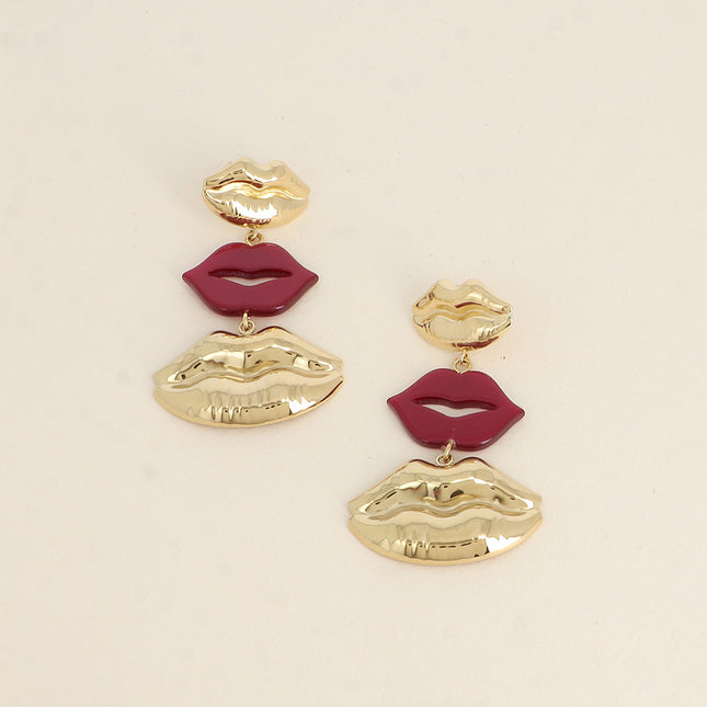 Mélissa Drop Earrings - 3 Mouth-Shaped Pieces
