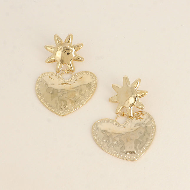 Selmya dangle earrings - hammered sun and heart