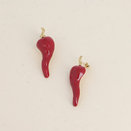 Enamel chili pepper stud earrings
