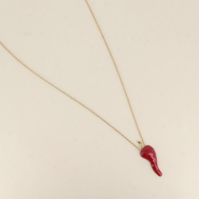 Sautoir - pendentif piment en émail