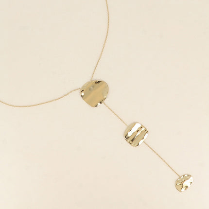 Collier Y - pendentif de 3 pièces martelées