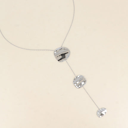 Collier Y - pendentif de 3 pièces martelées
