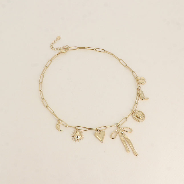 Necklace - moon, sun, heart, bow tie, hat, boot, clover
