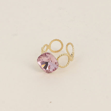 Bague Dasia - anneau aux cercles striés et orné de cristaux Swarovski®
