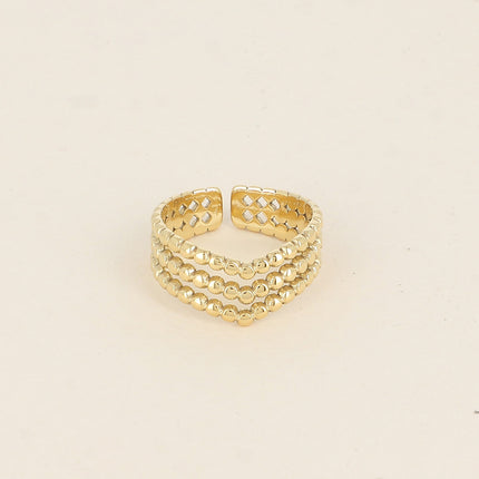 Bague Vionia - 3 rangs effet milgrain formant un V