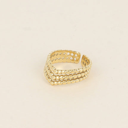 Bague Vionia - 3 rangs effet milgrain formant un V