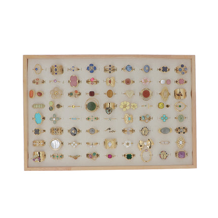 Kit de 72 bagues - doré multi - prix moyen de 5,60€/pc - Présentoir offert