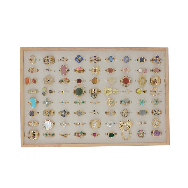 Kit de 72 bagues - doré multi - prix moyen de 5,60€/pc - Présentoir offert