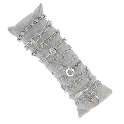 Kit de 10 bracelets - rhodium - prix moyen de 7,80€/pc - Présentoir offert