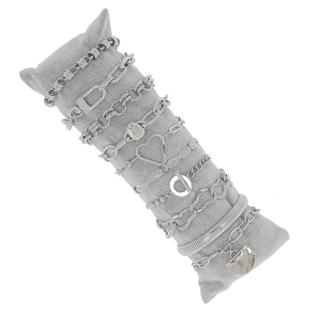 Set of 10 bracelets - rhodium plated - average price €7.80/piece - Free display stand