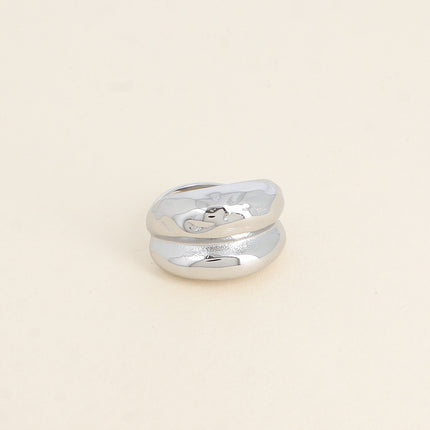 Bague - pièce à 2 rangs, lisse et martelé