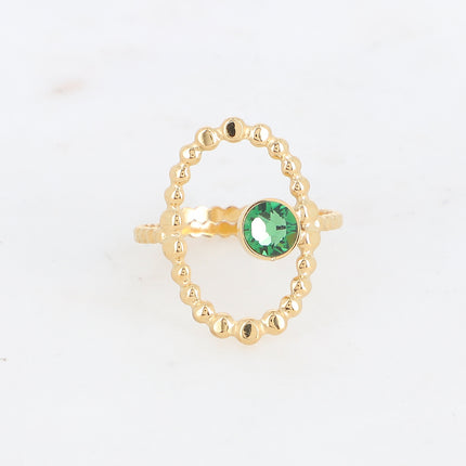 Bague ovale et bulles avec cristal