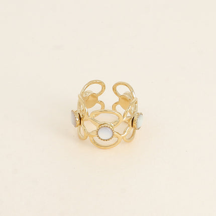 Bague Zinia - 5 motifs floraux ajourés et de pierres naturelles