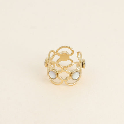 Bague Zinia - 5 motifs floraux ajourés et de pierres naturelles