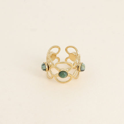 Bague Zinia - 5 motifs floraux ajourés et de pierres naturelles
