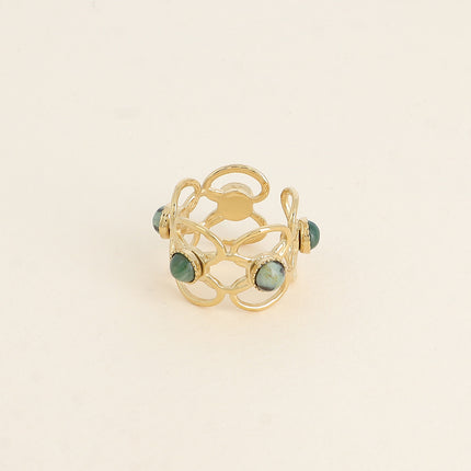 Bague Zinia - 5 motifs floraux ajourés et de pierres naturelles