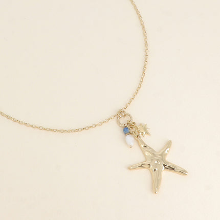 Collier - étoile de mer, pierres naturelles et étoile de Nord