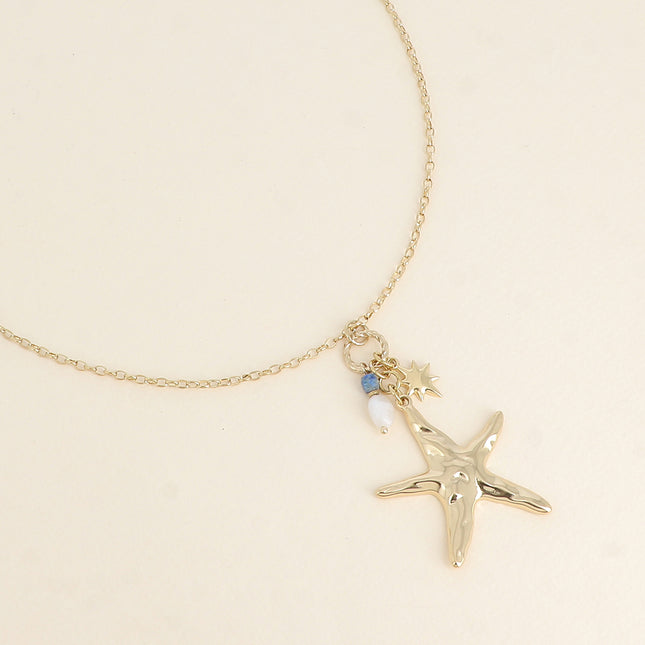 Necklace - starfish, natural stones and North Star