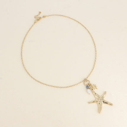 Collier - étoile de mer, pierres naturelles et étoile de Nord