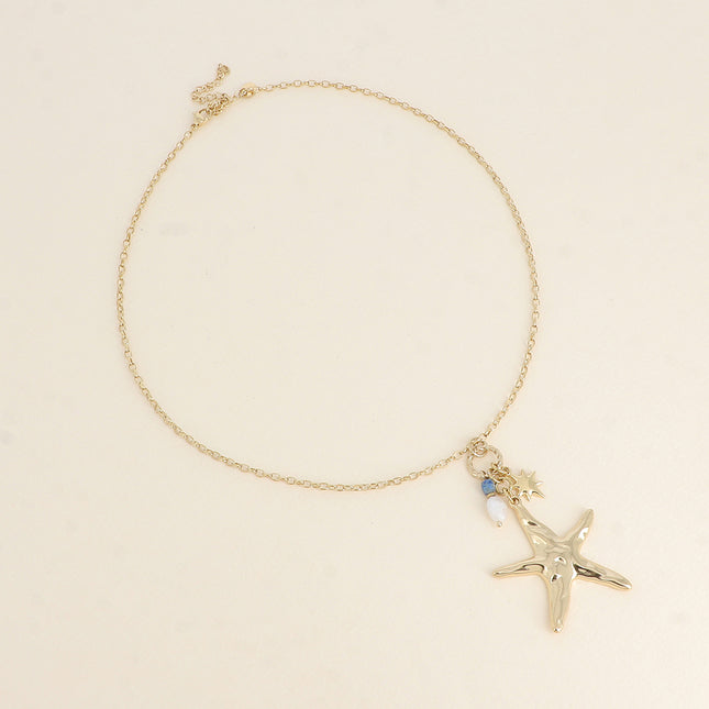 Necklace - starfish, natural stones and North Star