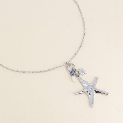 Collier - étoile de mer, pierres naturelles et étoile de Nord