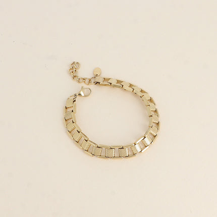 Bracelet Hojicha - maille carrée et tubes martelés alternés