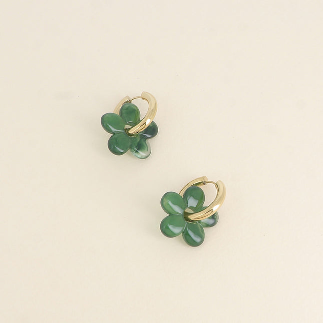 Creole earrings - 27mm resin flower