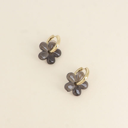 Créoles - fleur en résine 27mm