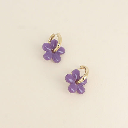 Créoles - fleur en résine 27mm