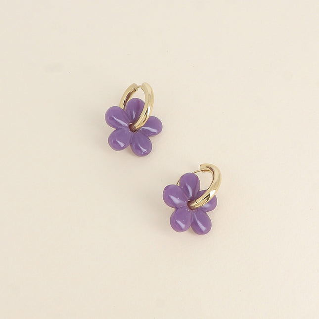 Creole earrings - 27mm resin flower
