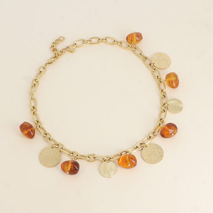 Collier Mocha - perles en résine et pampilles rondes texturées