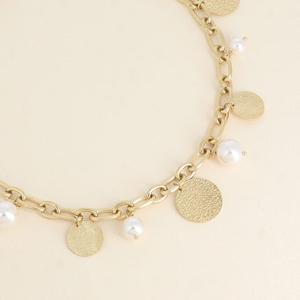 Collier Mocha - perles en résine et pampilles rondes texturées