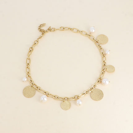 Collier Mocha - perles en résine et pampilles rondes texturées