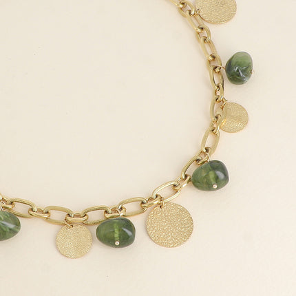 Collier Mocha - perles en résine et pampilles rondes texturées