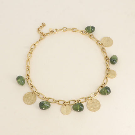 Collier Mocha - perles en résine et pampilles rondes texturées