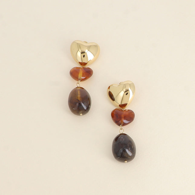 Dangle earrings - hearts and resin pearl