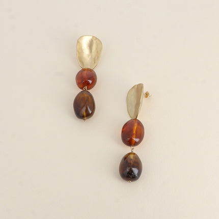 Boucles pendantes - pièce mat et perle en résine