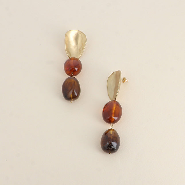Drop earrings - matte piece and resin pearl