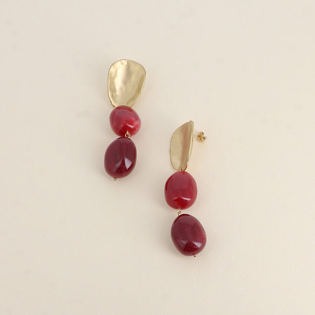 Drop earrings - matte piece and resin pearl