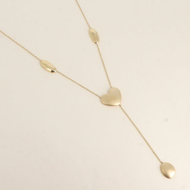 Y-shaped necklace - matte heart and geometric shapes