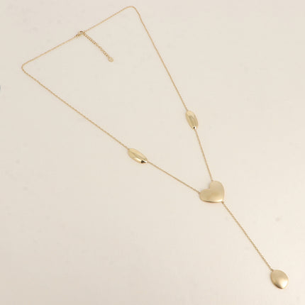 Collier Y - coeur mat et formes géométriques